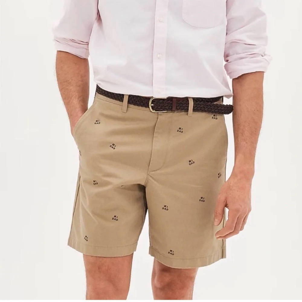J.Crew #1 Dad classic chino Embroidered Khaki Men’s Shorts size 35 New